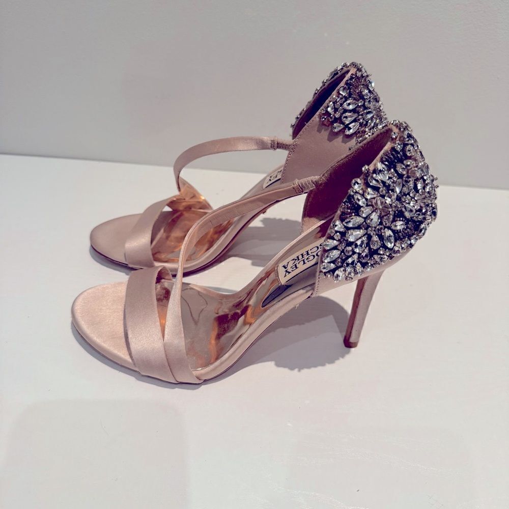 Badgley Mischka - Pauline Pump Heel Light Pink Rhinestones Size 6 Women’s - Picture 4 of 7
